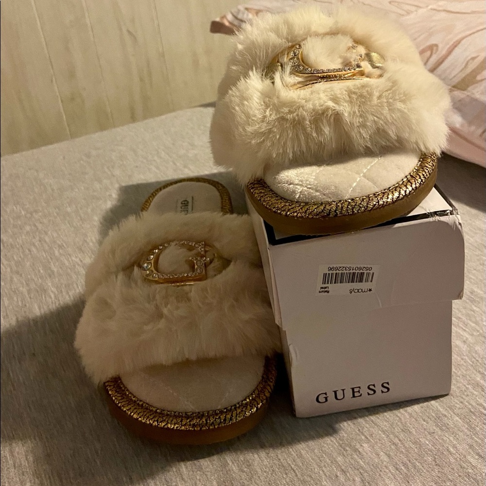 Women’s Guess Furry Sandal Slippers